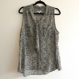 Sleeveless black and white tie-neck blouse Gap XL